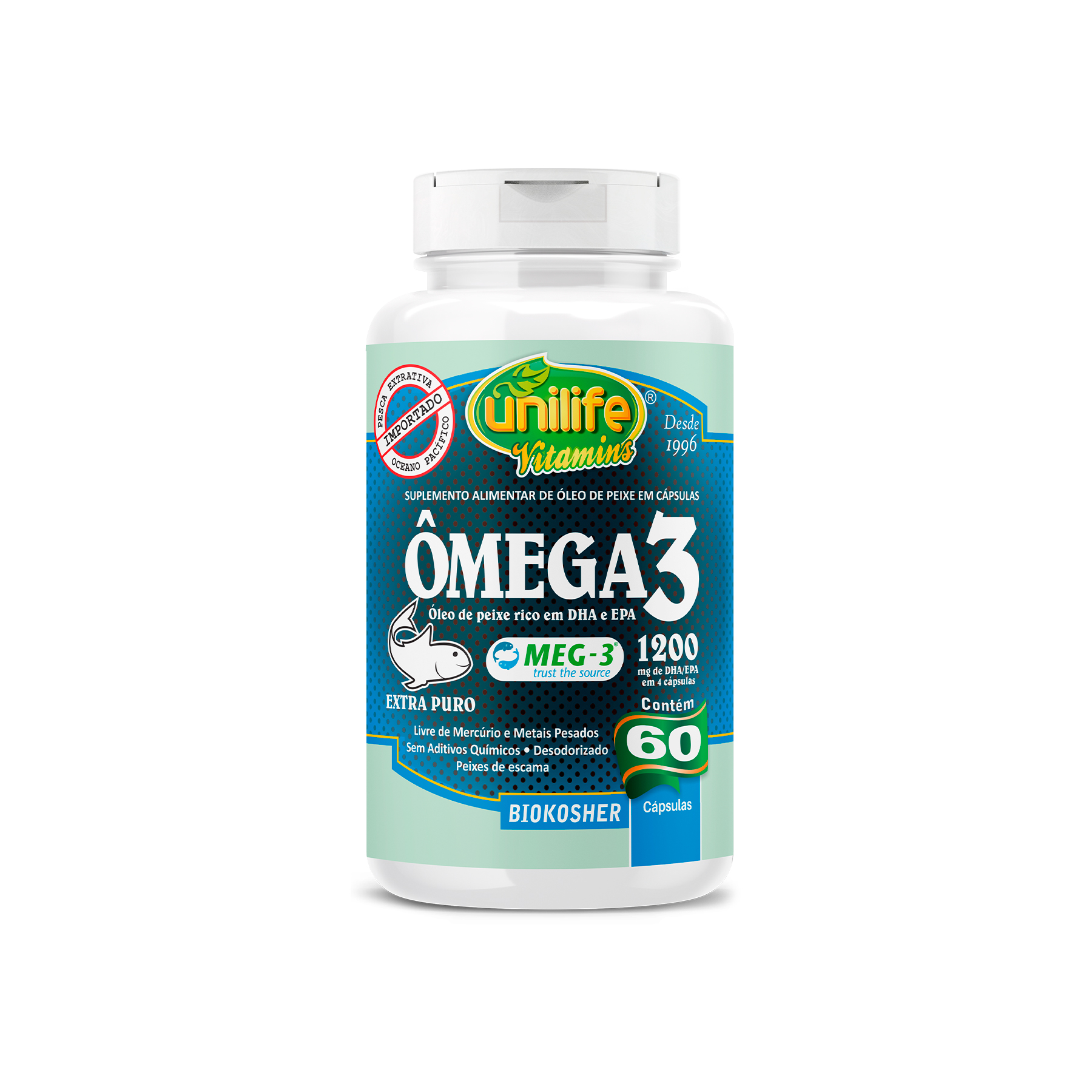 OMEGA-3-1200-60.jpg Ômega 3 Óleo de Peixe Extra Puro em cápsulas 1200 mg - Imagem 1