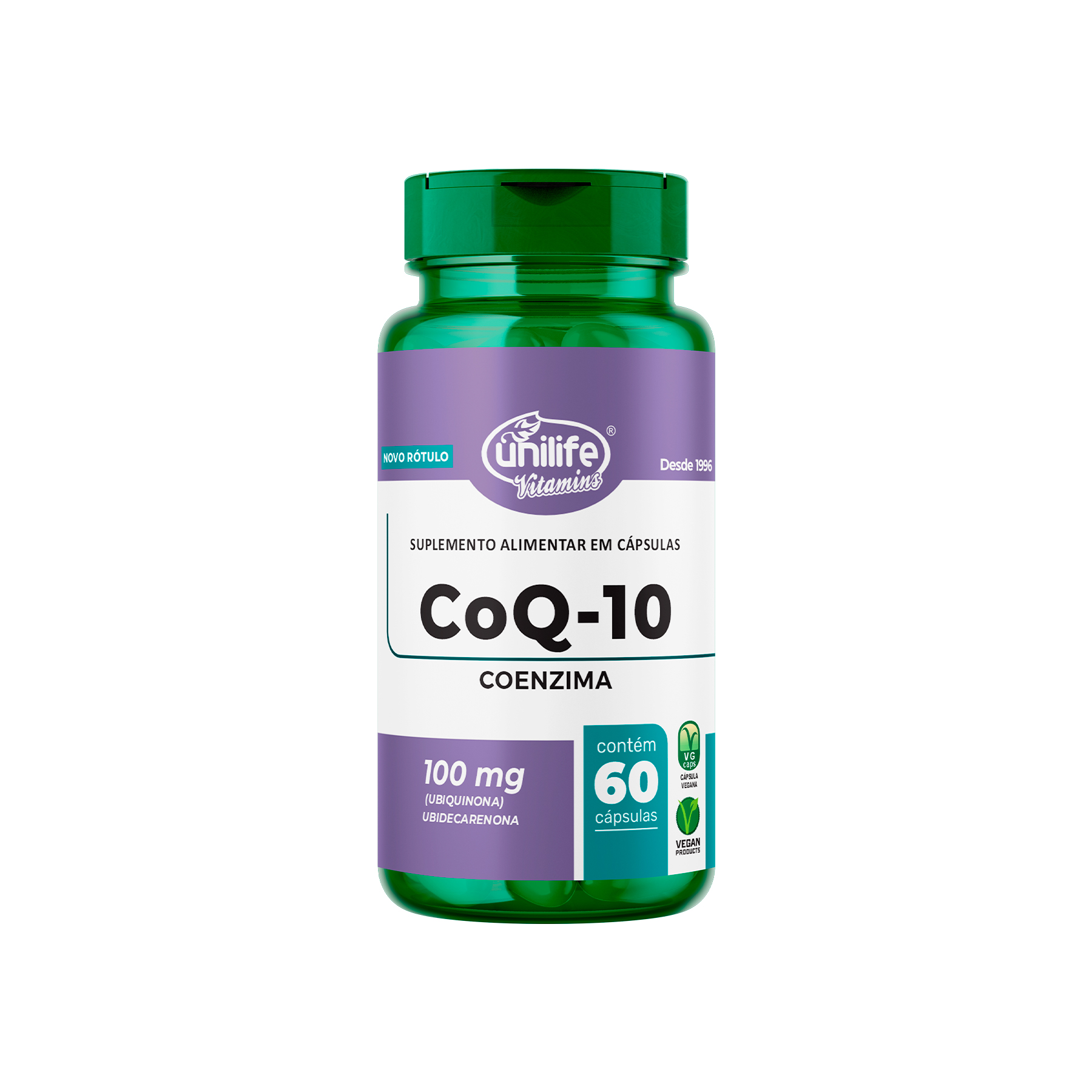 coenzima-100mg-60.jpg Coenzima CoQ-10 Ubiquinona 100 mg em cápsulas 400 mg - Imagem 1